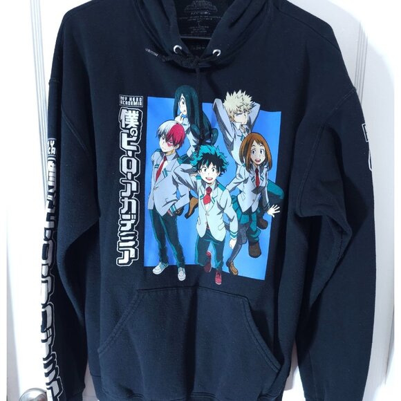 Funimation Other - My Hero Academia Hoodie Black With Character Anime Pullover Sweatshirt Unisex Si